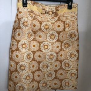 Antonio Melani Yellow Patterned Pencil Skirt